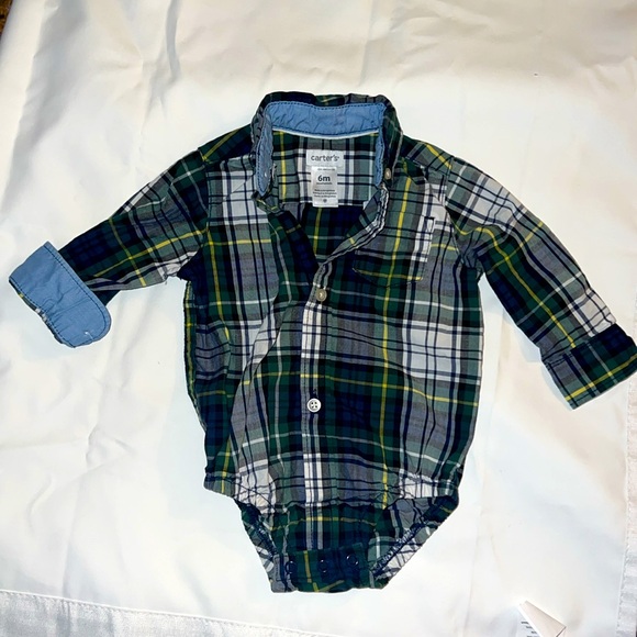 Carter’s Baby Plaid Button-Front Bodysuit - Picture 1 of 5